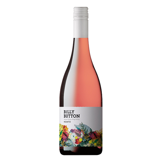 Billy Button Rosato, a bright and refreshing Alpine Valleys rosé with wild strawberry, red berries, and a dry, crisp finish.