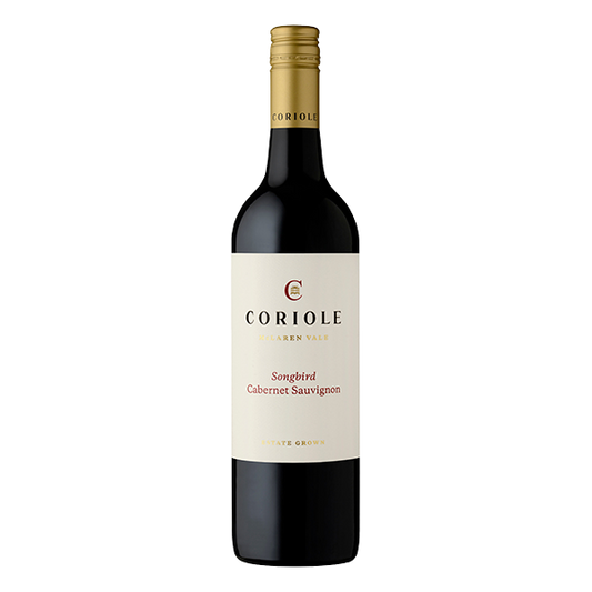 Coriole Songbird Cabernet Sauvignon, a structured McLaren Vale red with cassis, cedar, and elegant tannins.