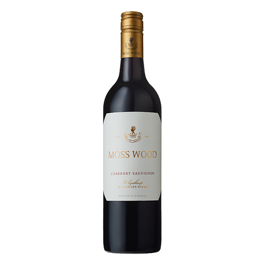 Moss Wood Cabernet Sauvignon, a prestigious Margaret River wine with blackcurrant, cedar, and velvety tannins.