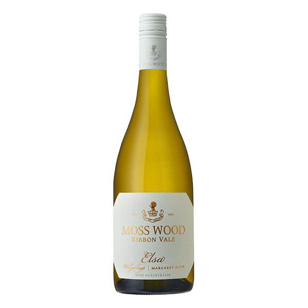 Moss Wood Ribbon Vale ‘Elsa’ Sauvignon Blanc, a fresh and aromatic white wine with citrus, passionfruit, and herbal notes.