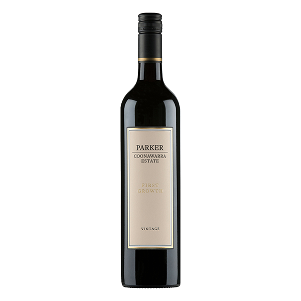 Parker Estate First Growth Cabernet Sauvignon, a refined Coonawarra red wine with cassis, blackberry, and cigar box notes.