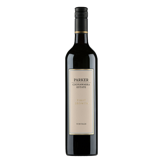 Parker Estate First Growth Cabernet Sauvignon, a refined Coonawarra red wine with cassis, blackberry, and cigar box notes.