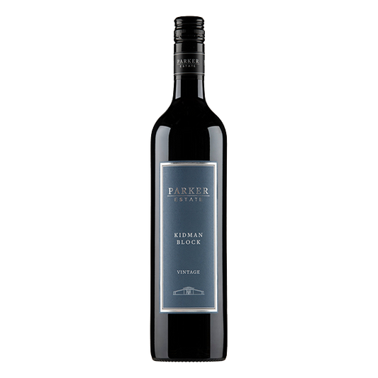 Parker Estate Kidman Block Shiraz, a rich and expressive red wine with blackberry, black tea, and baking spice notes.