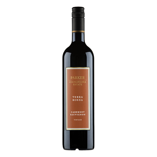 Parker Estate Terra Rossa Cabernet Sauvignon, a complex Coonawarra red wine with blackcurrant, dried herbs, and silky tannins.