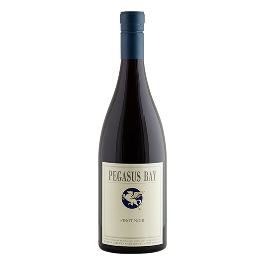 Pegasus Bay Pinot Noir, a refined New Zealand red wine with cherry, dark plum, and silky tannins.